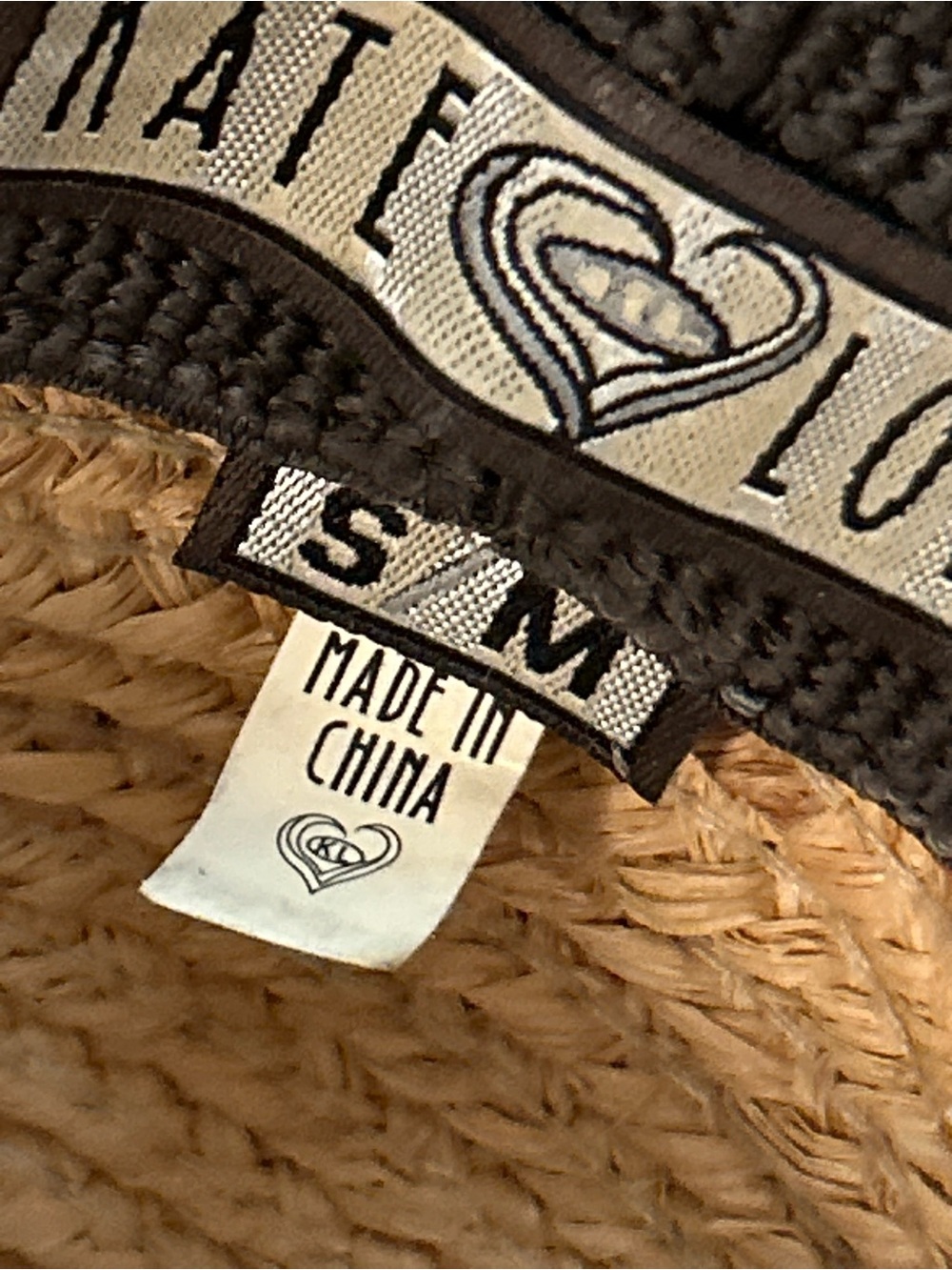Kate Lord Woven Straw Sun Hat with Taupe Bow S/M - Picture 4 of 5